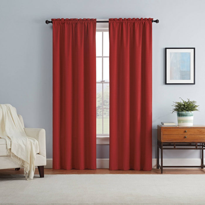 1pc 42"x63" Blackout Braxton Thermaback Window Curtain Panel Red - Eclipse
