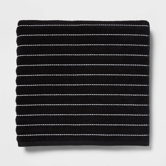 Performance Plus Oversized Bath Towel Black Striped - Threshold