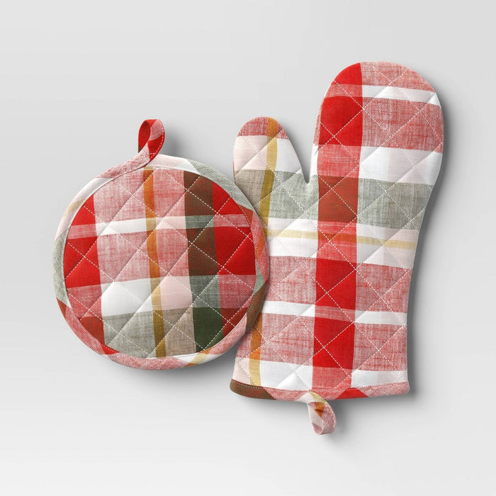 Plaid Oven Mitt and Potholder Set - Threshold