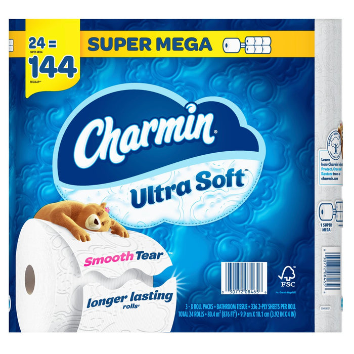Charmin Ultra Soft Toilet Paper - 24 Super Mega Rolls