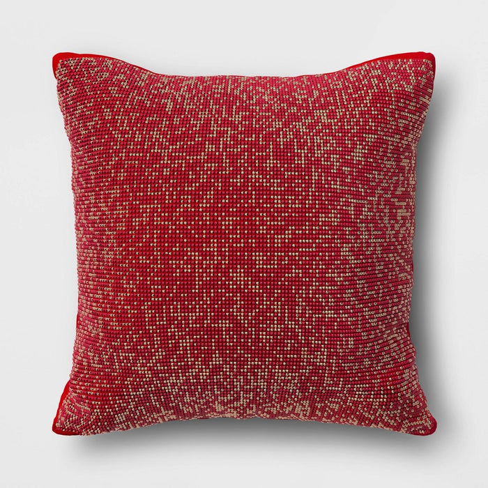 Mini Beaded Square Throw Pillow Ruby Red - Threshold