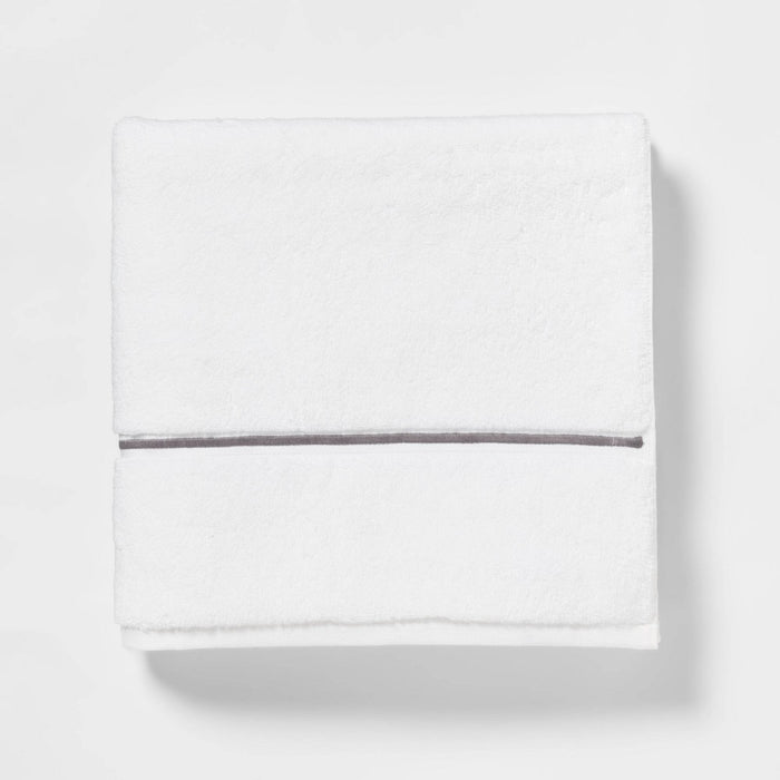 Spa Plush Bath Towel Dark Gray Embroidered - Threshold