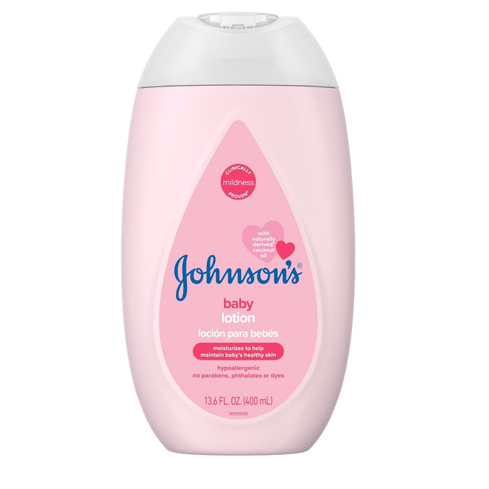 Johnson's Moisturizing Mild Pink Baby Body Lotion, Coconut Oil for Delicate Skin, Hypoallergenic - 13.6 fl oz
