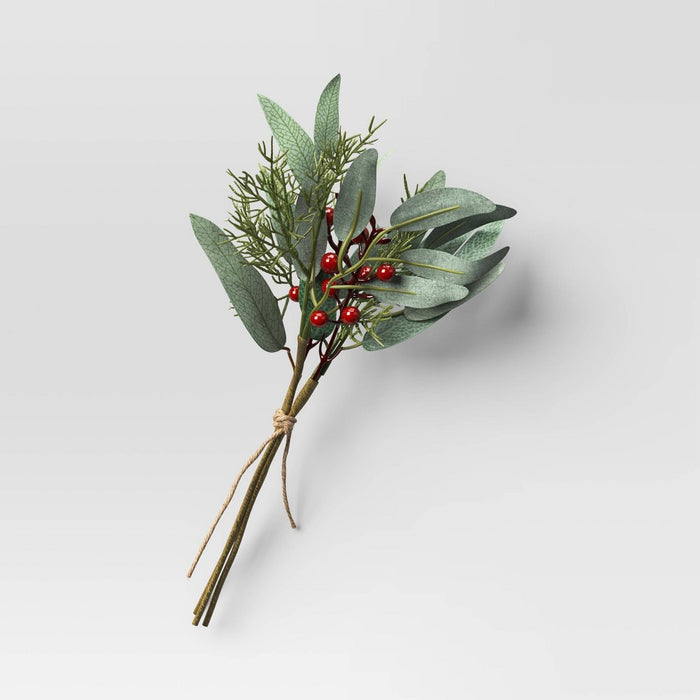 Mini Eucalyptus with Red Berry Stem Bundle - Threshold
