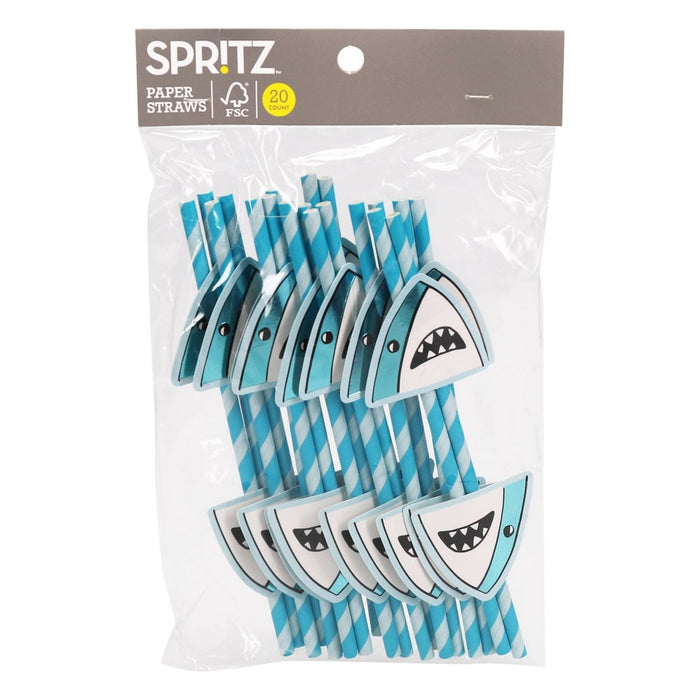 20ct Shark Paper Straws - Spritz