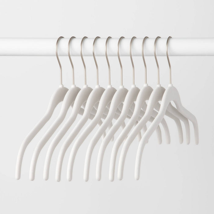 10pk Shirt Flocked Hangers White - Brightroom