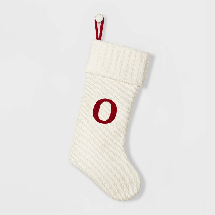 Knit Monogram Christmas Stocking White O - Wondershop