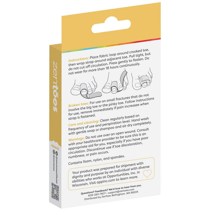 ZenToes Cushioned Fabric Toe Wraps for Broken & Hammer Toes - Beige - 2pk