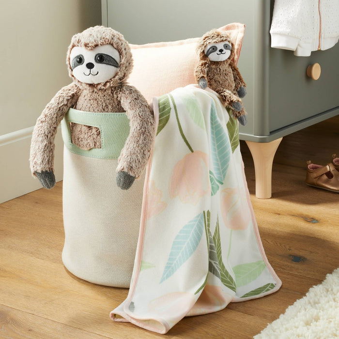 Brushed Jersey Stroller Blanket Blooms - Cloud Island Pink/Green