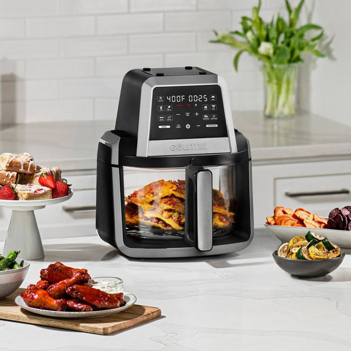 Gourmia 7-Qt. Fry 'N Fold Digital Air Fryer with 12 Presets & Guided Cooking Black
