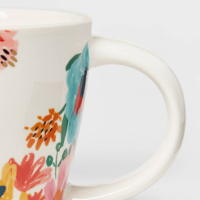 16oz Stoneware Monogram Floral Mug E - Opalhouse