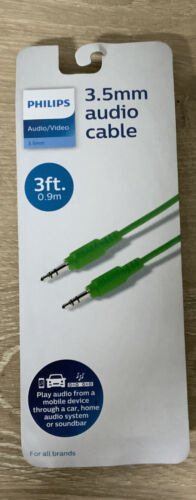 Philips Auxiliary Cable 3.5mm Basic 3ft Green