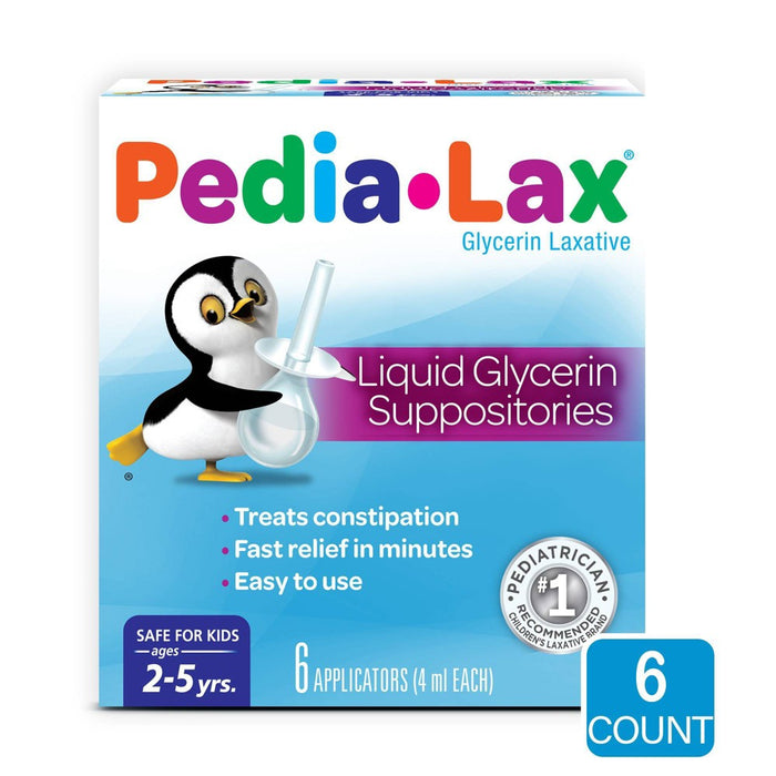 Pedia-Lax Laxative Liquid Glycerin Suppositories for Kids - Ages 2-5 - 6ct