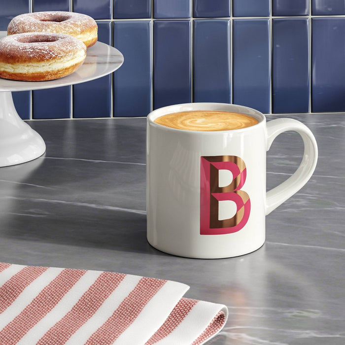 16oz Stoneware Monogram B Mug Dark Pink - Opalhouse