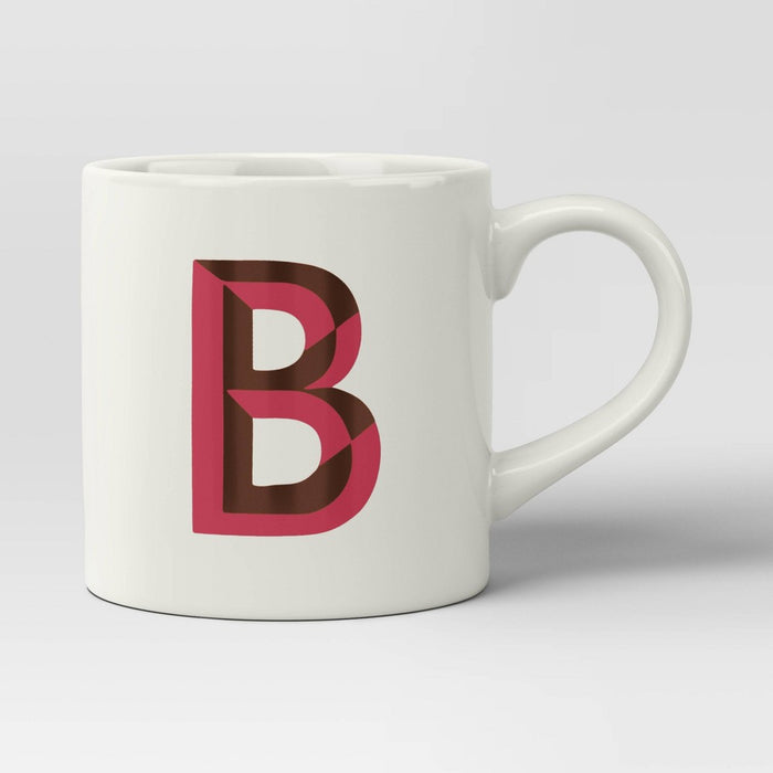 16oz Stoneware Monogram B Mug Dark Pink - Opalhouse