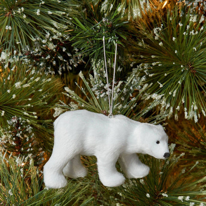 Faux Fur Polar Bear Christmas Tree Ornament - Wondershop