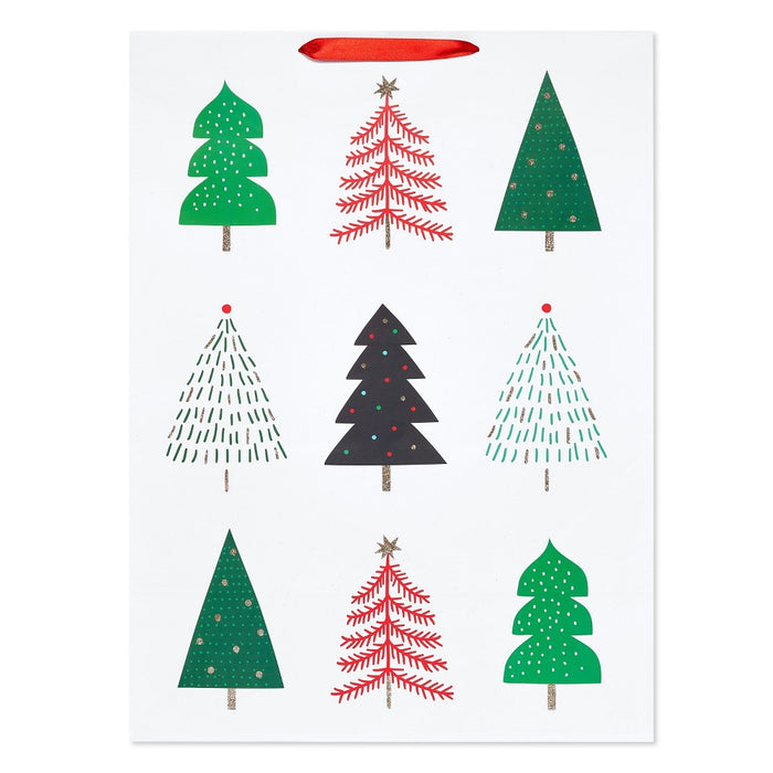 20" Multicolored Trees Jumbo Christmas Gift Bag