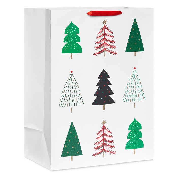 20" Multicolored Trees Jumbo Christmas Gift Bag