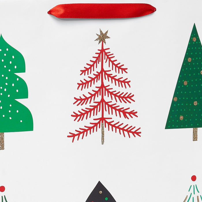 20" Multicolored Trees Jumbo Christmas Gift Bag