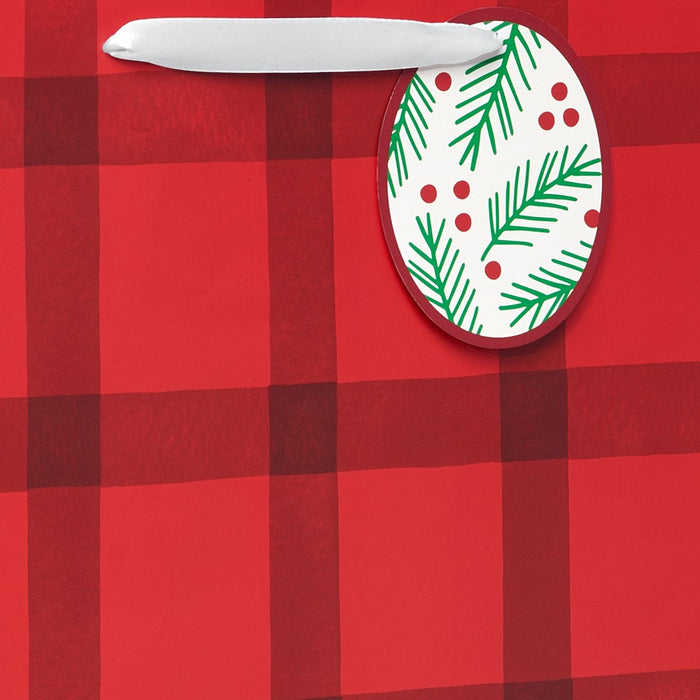20" Red Buffalo Plaid Jumbo Christmas Gift Bag