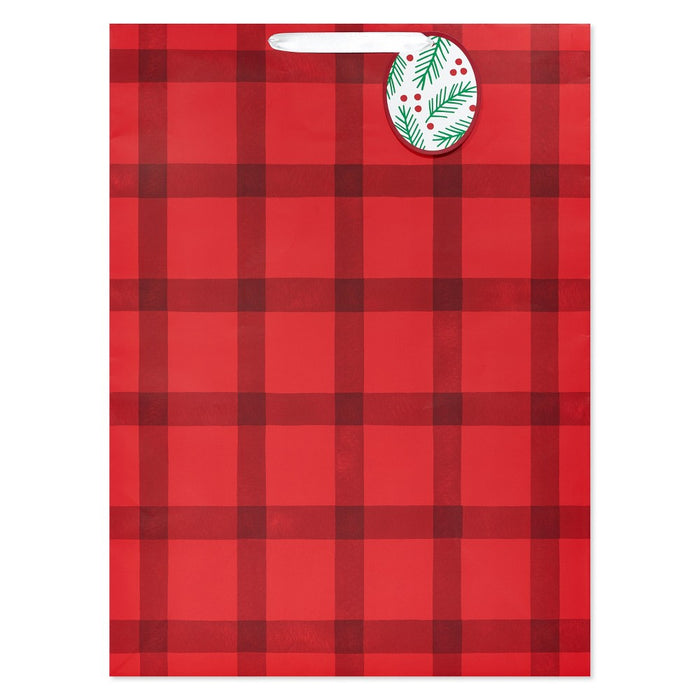 20" Red Buffalo Plaid Jumbo Christmas Gift Bag