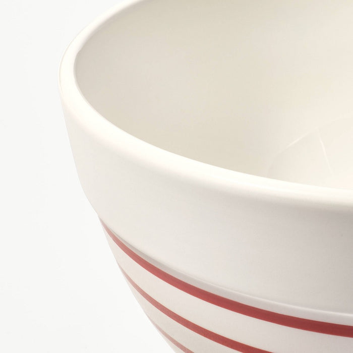 3qt Ceramic Earthenware Mixing Bowl Red Striped - Figmint