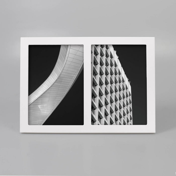 7.91" x 10.94" Thin Double Opening Frame Holds 2 (5" x 7") Photos White - Room Essentials