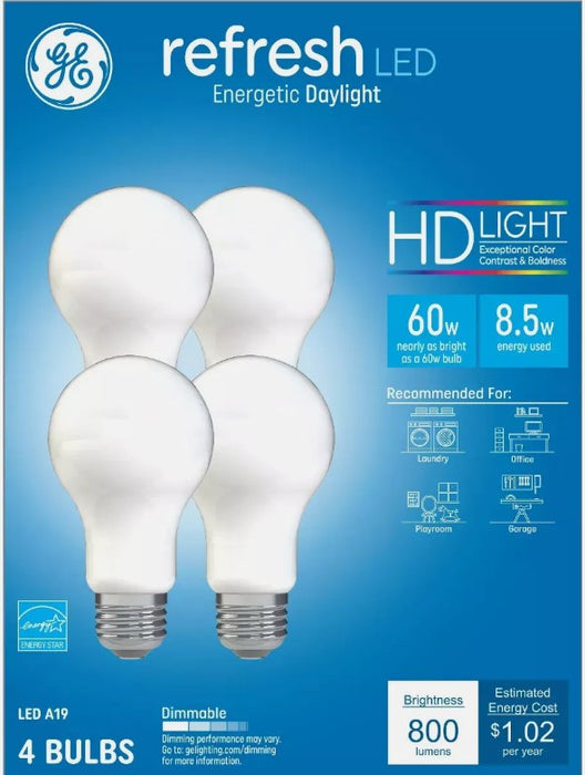 GE 4pk 8.5W 60W Equivalent Refresh LED HD Light Bulbs