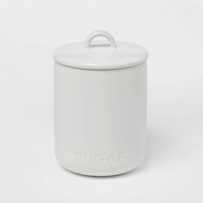 44oz Stoneware Hand Lettered Sugar Canister - Threshold