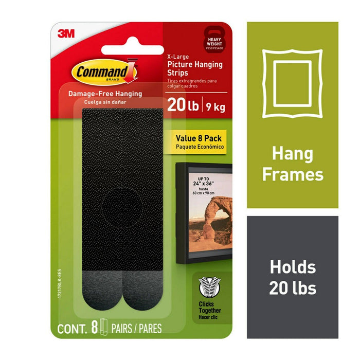 Command 8pk Heavy PHS Adhesives Black