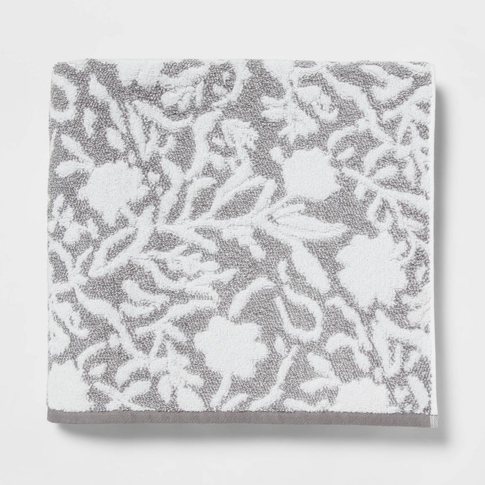 Performance Plus Oversized Bath Towel Gray Floral - Threshold