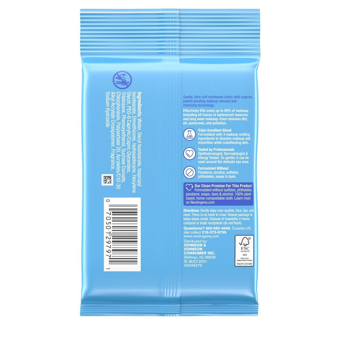 Neutrogena Facial Cleansing Makeup Remover Wipes - Travel Size - 7ct