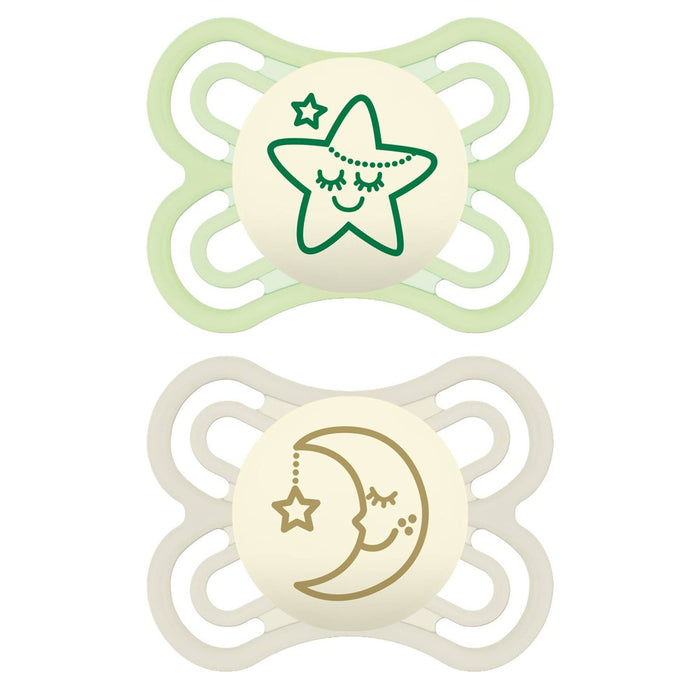 MAM Perfect Night Pacifier 2ct - Green/White - 0-6 Months