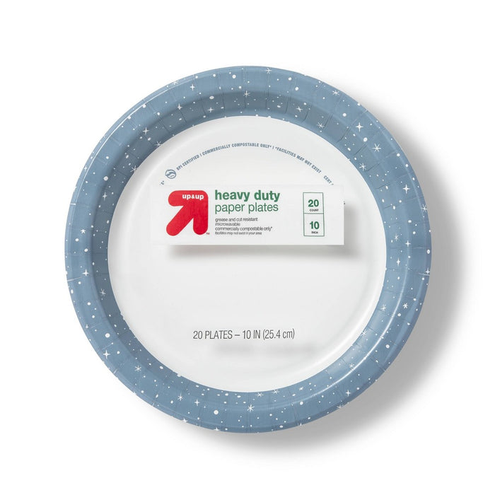 Holiday Disposable Dinnerware Plate 10" - Snowy Stars - 20ct - up & up