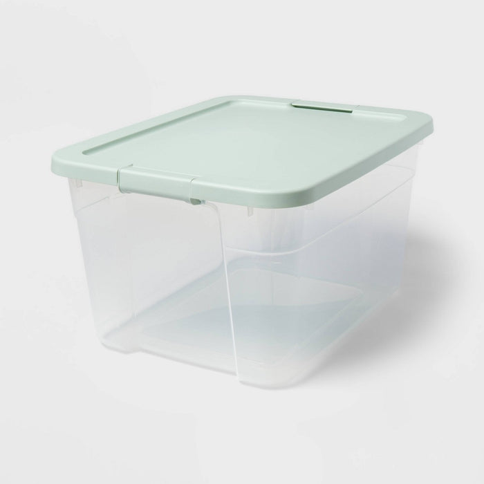 66qt Clear Latching Storage Box Green - Brightroom