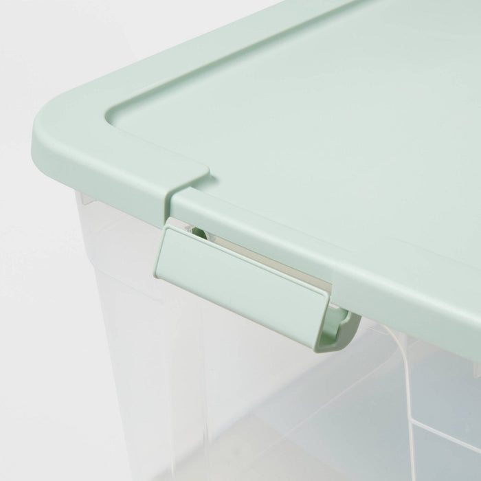 66qt Clear Latching Storage Box Green - Brightroom