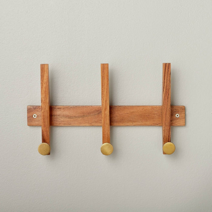12.5" Wood & Brass Hook Rail - Hearth & Hand with Magnolia