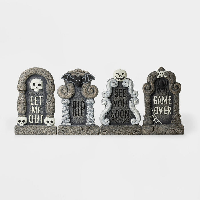 4pk Black and White Foam Halloween Decorative Tombstone Set - Hyde & EEK! Boutique