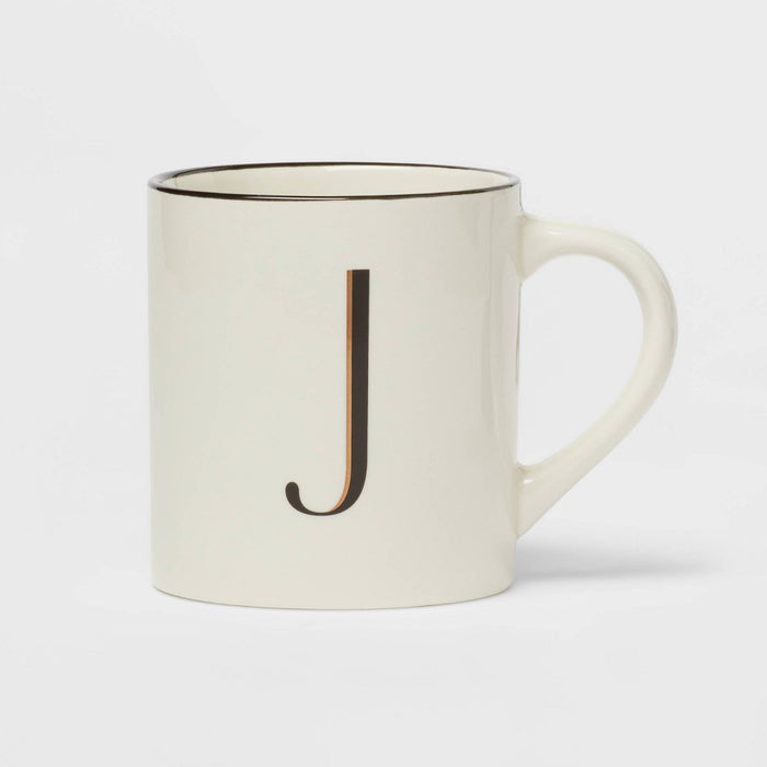 16oz Stoneware Monogram J Mug Ivory - Threshold