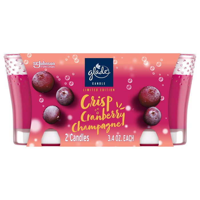 Glade Flame Candles - Crisp Cranberry Champagne - 3.4oz/2pk