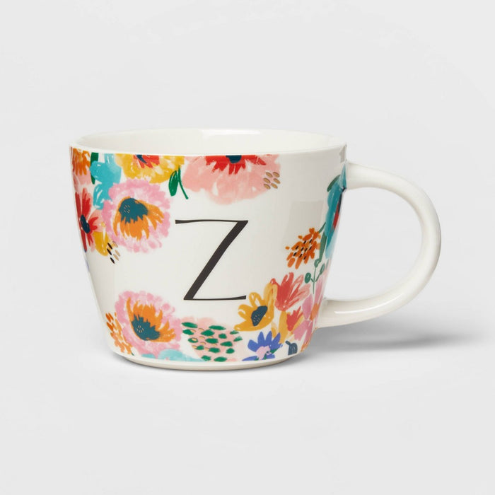 16oz Stoneware Monogram Floral Mug Z - Opalhouse