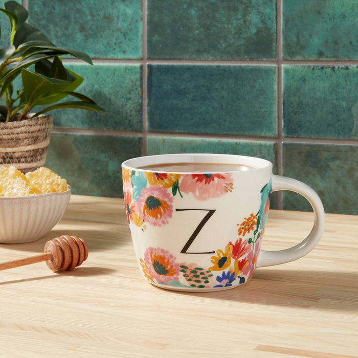 16oz Stoneware Monogram Floral Mug Z - Opalhouse