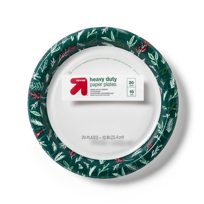 Holiday Disposable Dinnerware Plate 10" - Botanical - 20ct - up & up