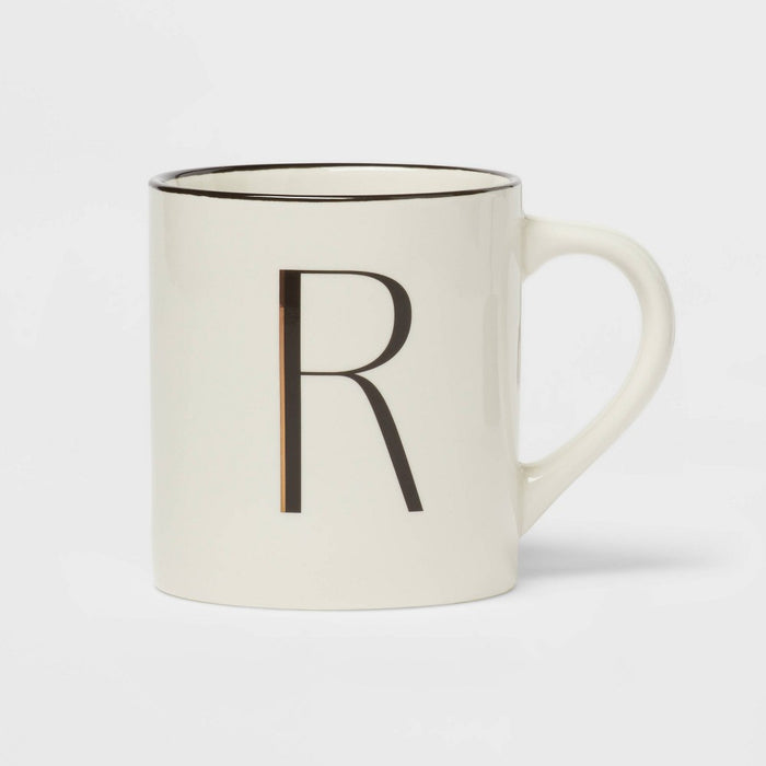 16oz Stoneware Monogram R Mug Ivory - Threshold