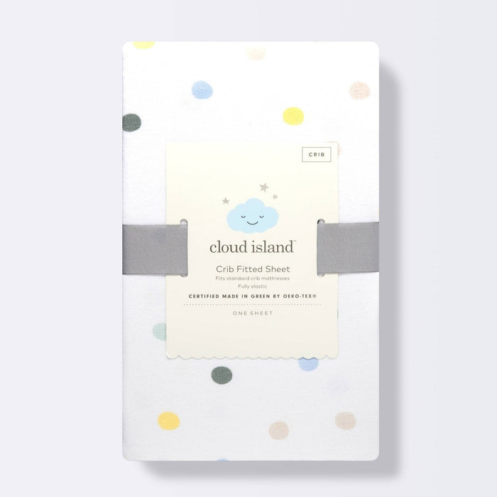 Polyester Rayon Jersey Fitted Crib Sheet - Cloud Island Multi Dot