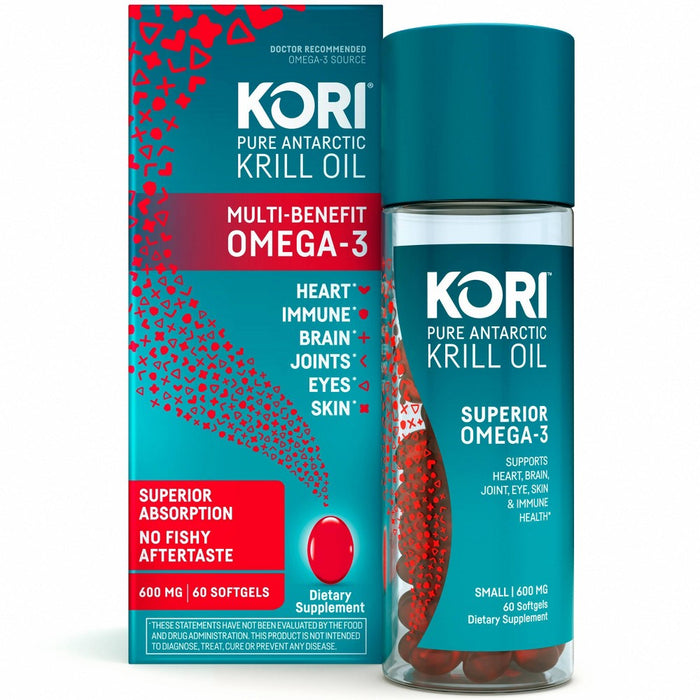 Kori Krill Oil Superior Omega-3 600mg Small Softgels - 60ct