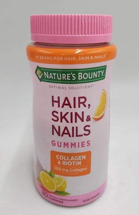 Nature's Bounty Optimal Solution Hair,Skin&Nail Gummies- Orange - 80ct EXP 06/26