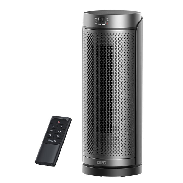 Dreo 1500W Solaris Plus PTC Heating Oscillating Tower Space Heater with Remote Silver