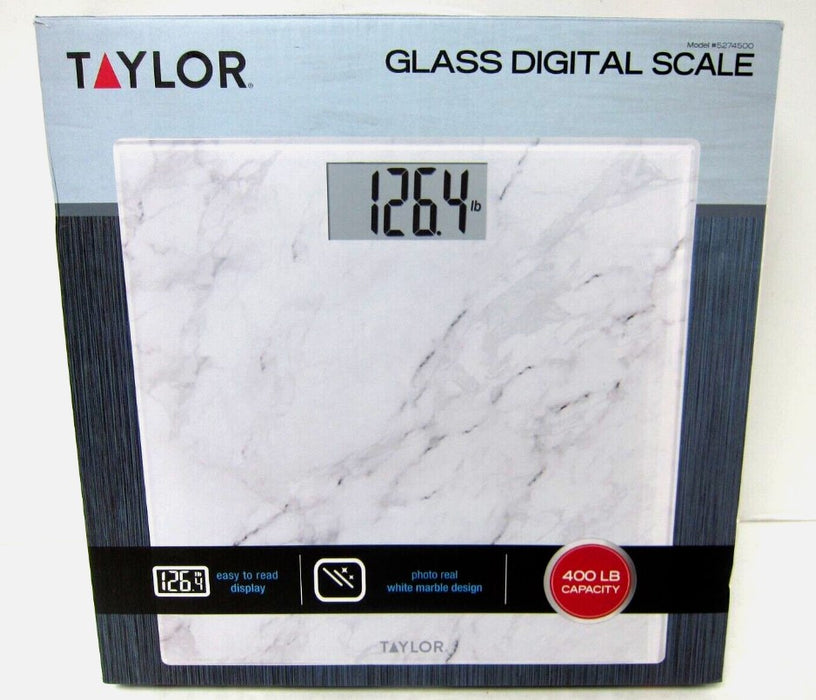 Glass Digital Scale with Marble Design White - Taylor