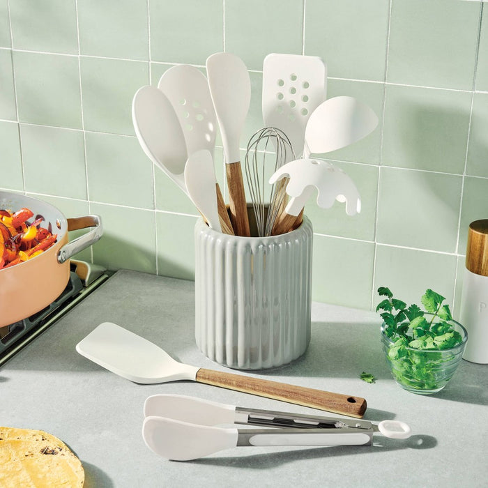 10pc Wood/Nylon Kitchen Utensil Set Brown - Figmint